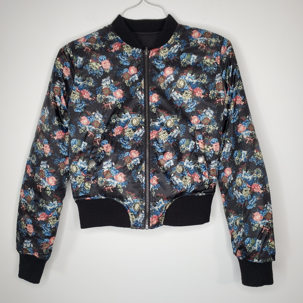 20) AE Reversible Floral Bomber Jacket *As Seen on Jenna Tatum* Sz. S - Picture 10 of 12